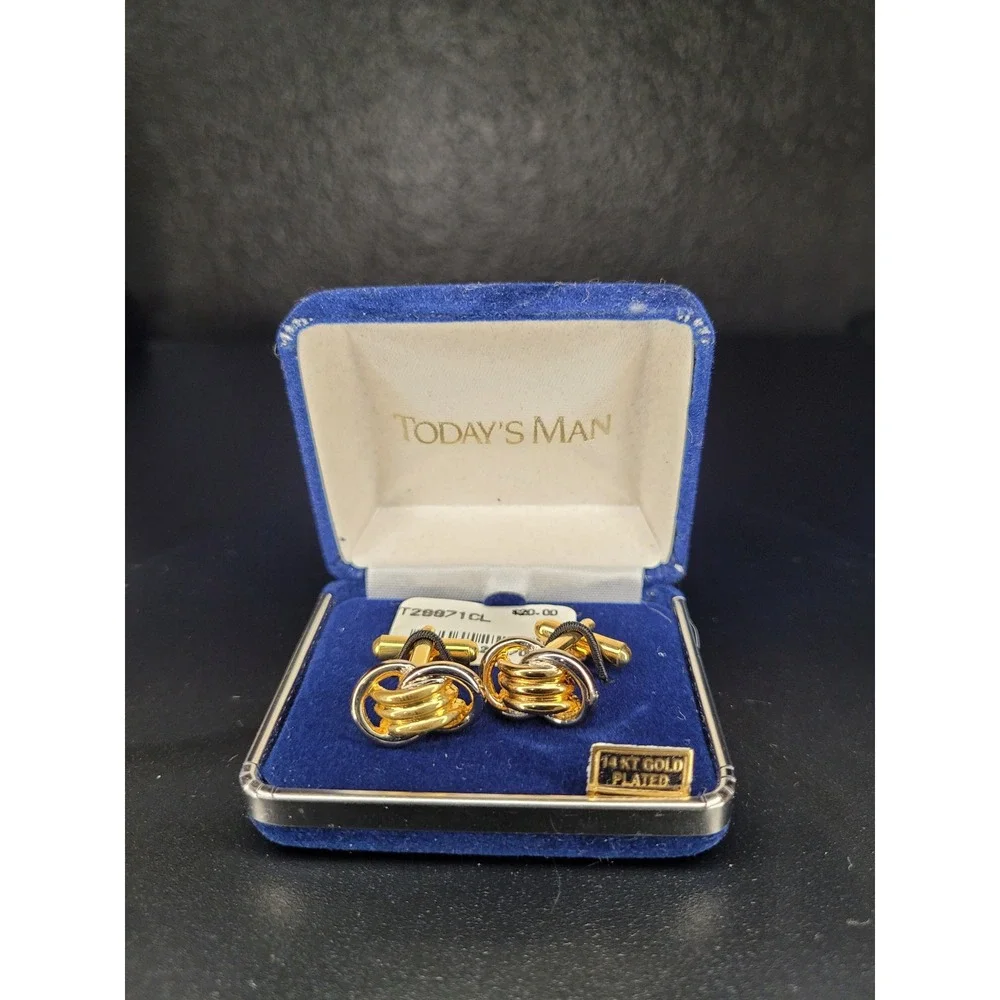 Today’s Man Cufflinks Two-Tone Knot 14KT Gold Plated New Imperfections